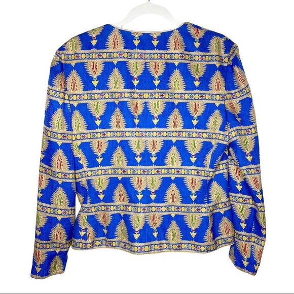 Vintage 80s Adrianna Papell Aztec Pineapple Career Button Blazer - Picture 4 of 4